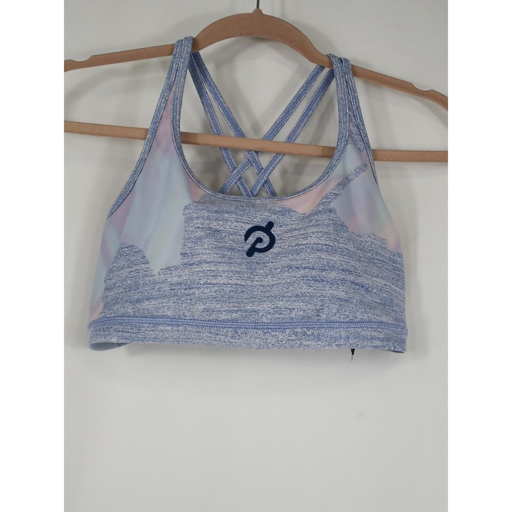 WITH Wear It To Heart Peloton Purple Sports Bra Strappy Mesh Back Medium